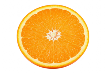 A juicy orange wedge showing vibrant orange pulp with a textured surface isolated on transparent background