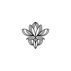 Elegant Minimalist Line Art Lotus Logo on White Background