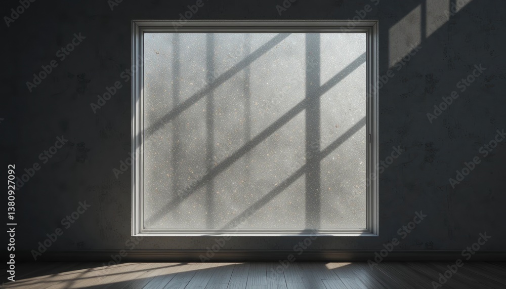 Poster natural light streaming through a frosted window indoor setting minimalist composition soft shadows 