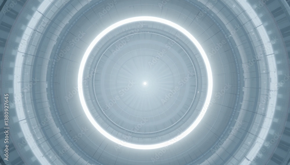 Poster exploring a futuristic circular tunnel design modern architecture digital art contemporary environme