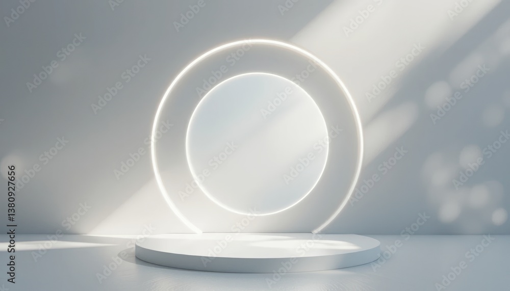 Poster illuminated circular stage setup for creative presentations modern studio visual display minimalisti