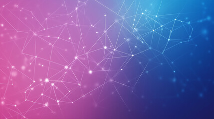 Digital networks and light connections. A pink and blue color gradient creates a beautiful background, evoking a sense of advanced data visualization.