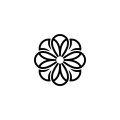 Minimalist Black Flower Logo on White Background