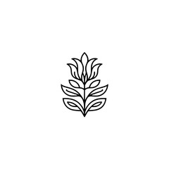 Minimalist Floral Line Art Logo on White Background