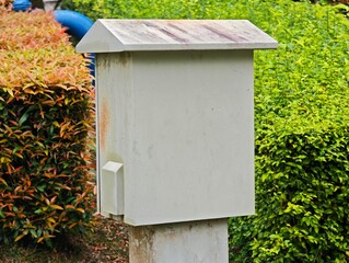 Outdoor steel electrical switchboard panel enclosures at park
