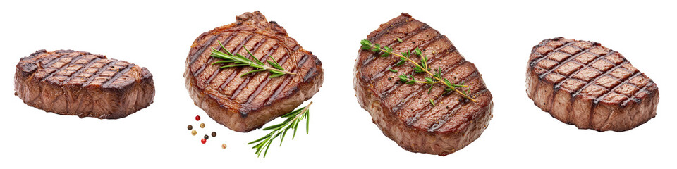 Grilled steaks with herbs.