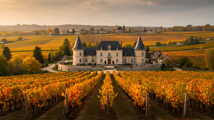 Naklejka premium autumn landscape with castle