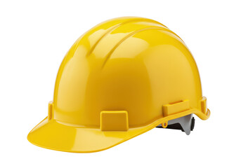 Fototapeta premium A bright yellow hard hat commonly used for construction or industrial work isolated on transparent background
