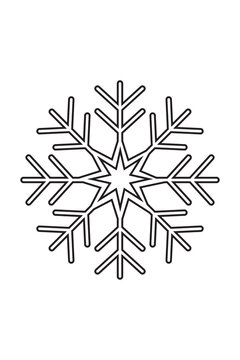 Outline of a geometric snowflake with intricate symmetry. Ideal for winter themes, holiday decorations, Christmas graphics, seasonal branding, digital art, and festive designs. Transparent PNG