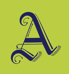 Gothic alphabet capital a. Letter A vector drawing gothic style. 