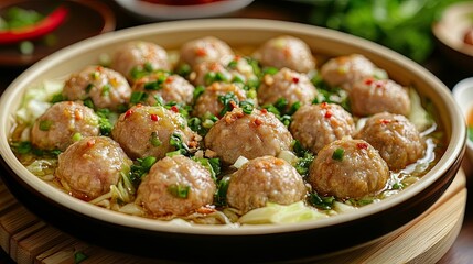 Chinese pork meatballs with cabbage 