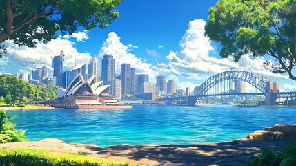 Naklejka premium Modern architecture harbor city view pictures