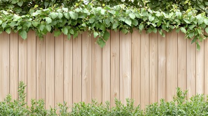 Fototapeta premium Wooden Fence with Greenery Above