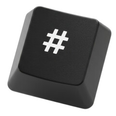 Fototapeta premium Close-up of a black keyboard key featuring the hashtag symbol (