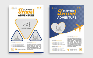 Modern poster travel flyer design template bundle.
