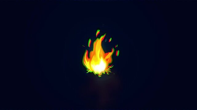 animated 2d vector flames on dark background