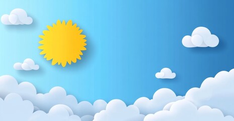 Sunny sky with fluffy clouds