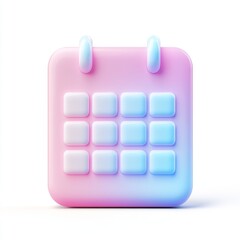 Pastel calendar app icon, digital design, white background, schedule planning
