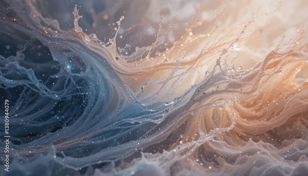 Poster dynamic water waves creating a mesmerizing visual display abstract art fluid motion serene atmospher