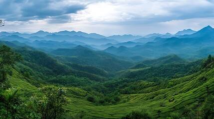 Scenic tea fields morning light pictures