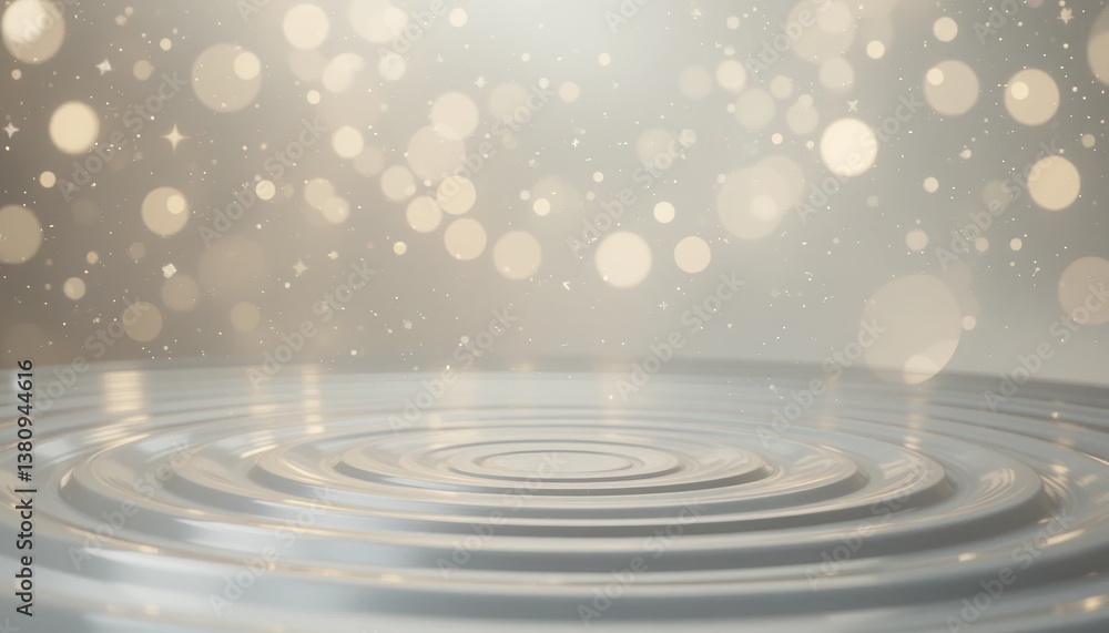 Poster captivating ripple effect with sparkling bokeh background calm water surface digital artwork abstrac