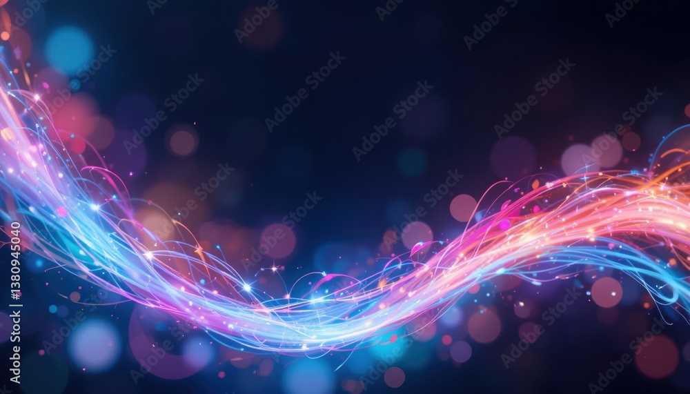 Poster dynamic light trails and bokeh effects abstract digital art studio colorful vibrant creative visuali