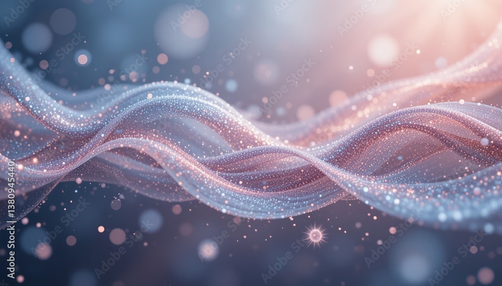 Poster dynamic waves of light and color abstract digital art stunning visuals ethereal environment close-up