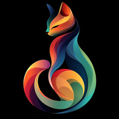 Abstract Cat with Vibrant Colors