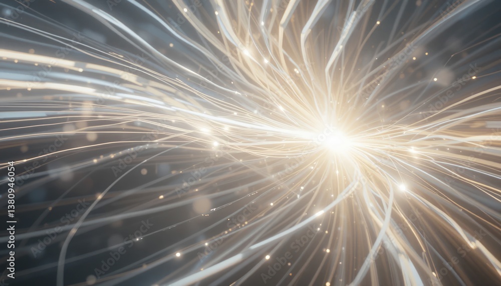 Poster dynamic light trails illustrating energy flow digital space abstract art cosmic environment close-up
