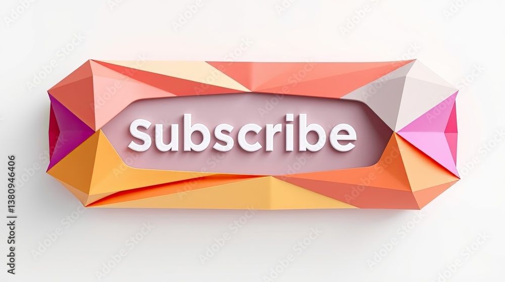 Poster the word subscribe displayed within a geometric colorful frame
