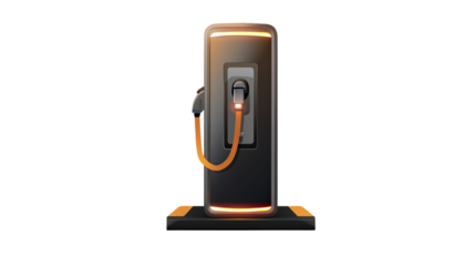 Electric Vehicle Charging Station: Modern and sleek charging station, illuminated against a clean background, symbolizes the future of sustainable transportation and eco-friendly practices.