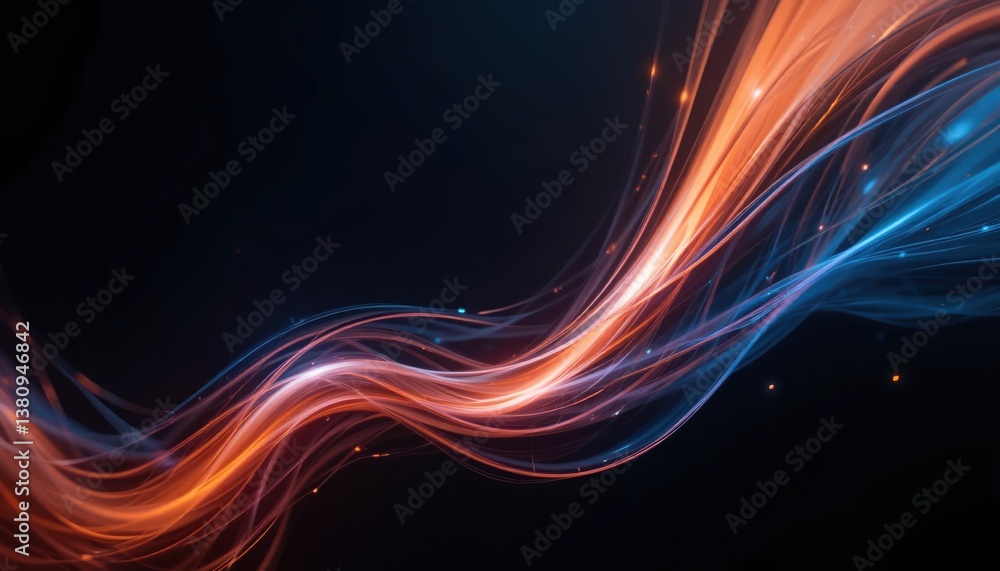 Poster dynamic light trails creating vibrant patterns abstract visual art dark background digital artwork c