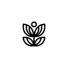 Minimalist Floral Logo: Black Line Art on White Background