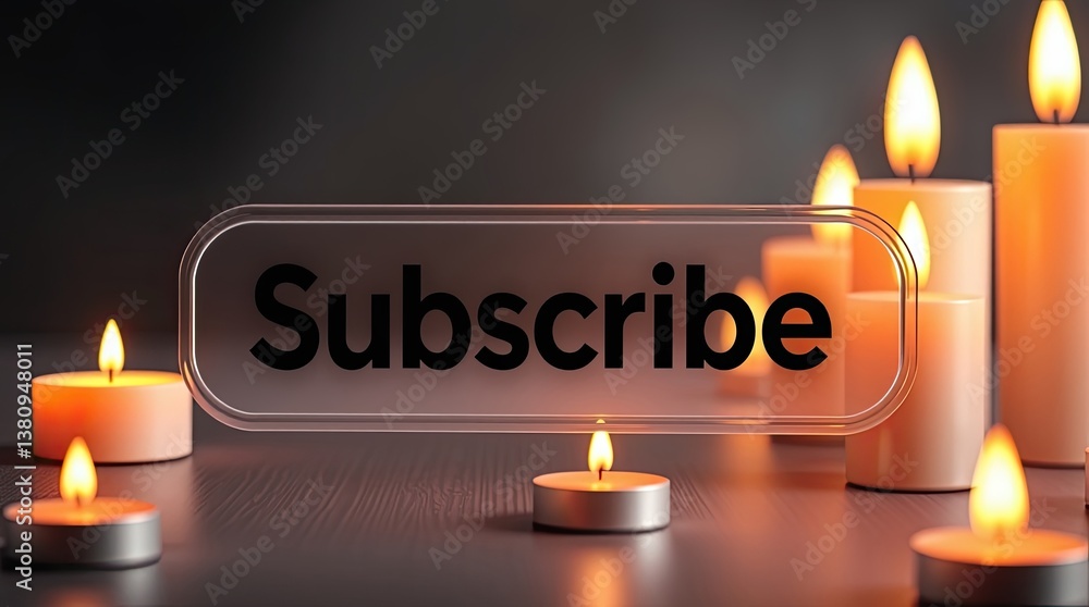 Aufkleber a soft lit scene displaying a subscribe button with candles