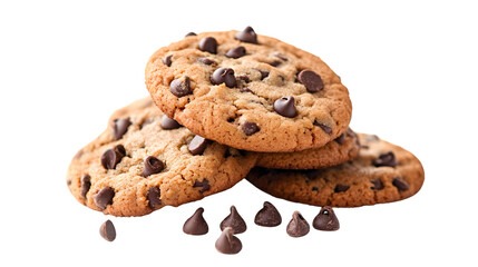 Delicious Stack of Chocolate Chip Cookies on White Background for Bakery Marketing Materials