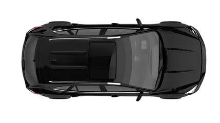Sleek Black SUV Top View: A detailed overhead shot showcases the elegant design of a black SUV, emphasizing its modern lines and aerodynamic silhouette. 