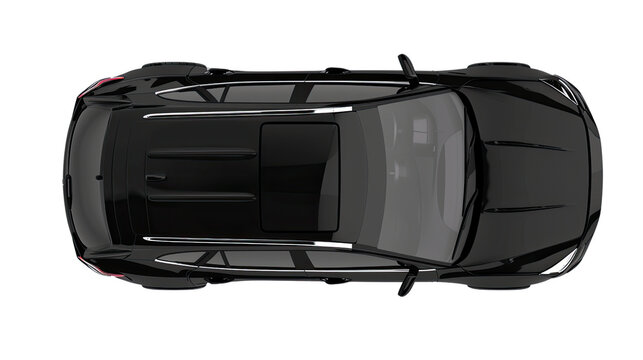 Sleek Black SUV Top View: A detailed overhead shot showcases the elegant design of a black SUV, emphasizing its modern lines and aerodynamic silhouette. 