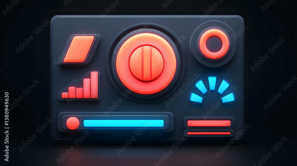 Poster futuristic digital interface with circular design elements