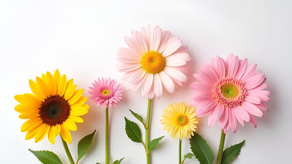 Colorful Spring Flowers Vector Set with Daisies & Sunflowers
