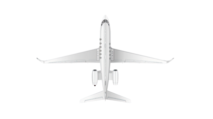 Aviation's Aerial View: A crisp, high-angle shot captures the sleek silhouette of an airplane in mid-flight, suggesting the open sky and the world of travel and industry.