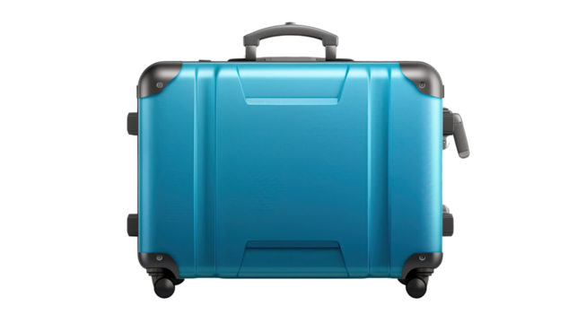 Rolling Luggage: A stylish and sturdy piece of turquoise rolling luggage stands ready, perfect for travel adventures, showcasing modern design, and functionality.