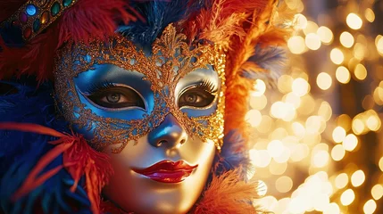 Vibrant Venetian Carnival Parade with Masked Dancers