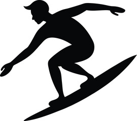 Dynamic Surfing Silhouette Vector & Icon