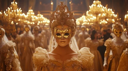 Vibrant Venetian Carnival Parade with Masked Dancers