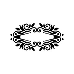 Elegant Black Floral Oval Frame Design on White Background