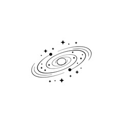 Minimalist Galaxy Illustration with Stars, Space Vector Graphic