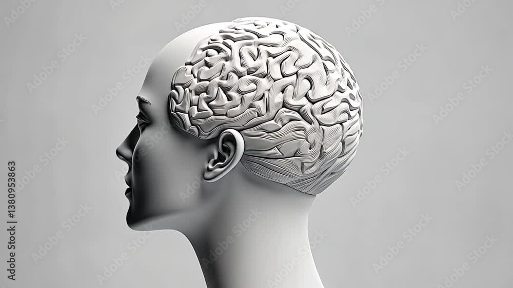 Poster human head with a brain representing artificial intelligence concepts generative ai