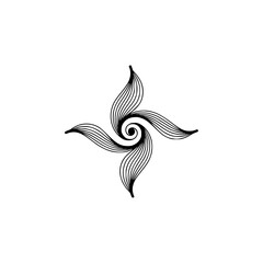 Minimalist Swirl Motif with Curved Lines - Floral Symbol