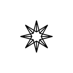 Fototapeta premium Geometric Star Icon: Minimalist Black Line Art on White Background