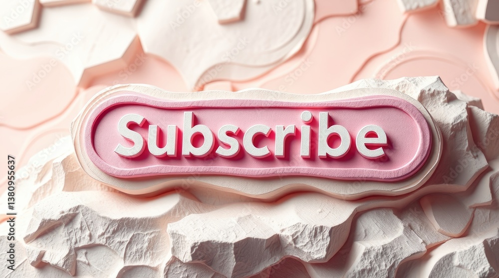 Poster a three dimensional subscribe button with pastel backgrounds and texture